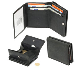 4 East Leather Wallet for Men and Women - With Square Coin Pocket and RFID Protection - Black - 9.5 x 7.5 cm - 6 Card Slots - 2 Bill Compartments 4 East Leather Wallet for Men and Women - With Square Coin Pocket and RFID Protection - Black - 9.5 x 7.5 cm - 6 Card Slots - 2 Bill Compartments