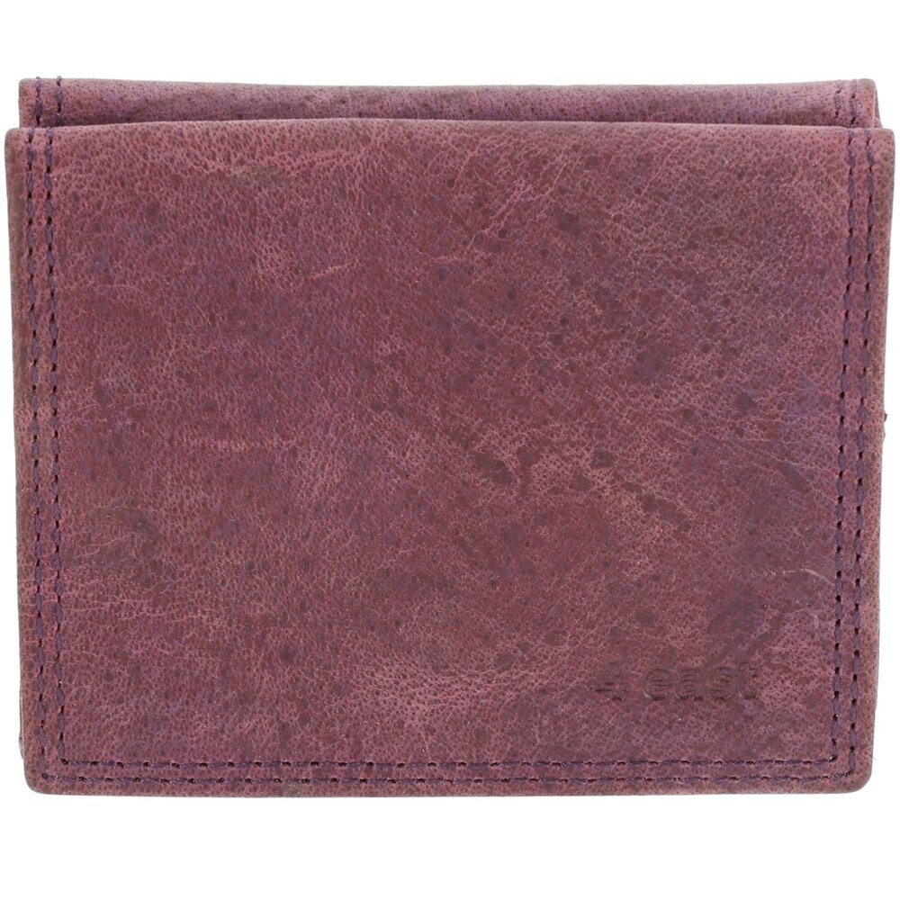 4 East Buffalo Leather Wallet - 6 Card Holders, RFID Protection, Square Coin Pocket, Purple Leather - 9.5x7.5 cm 4 East Buffalo Leather Wallet - 6 Card Holders, RFID Protection, Square Coin Pocket, Purple Leather - 9.5x7.5 cm