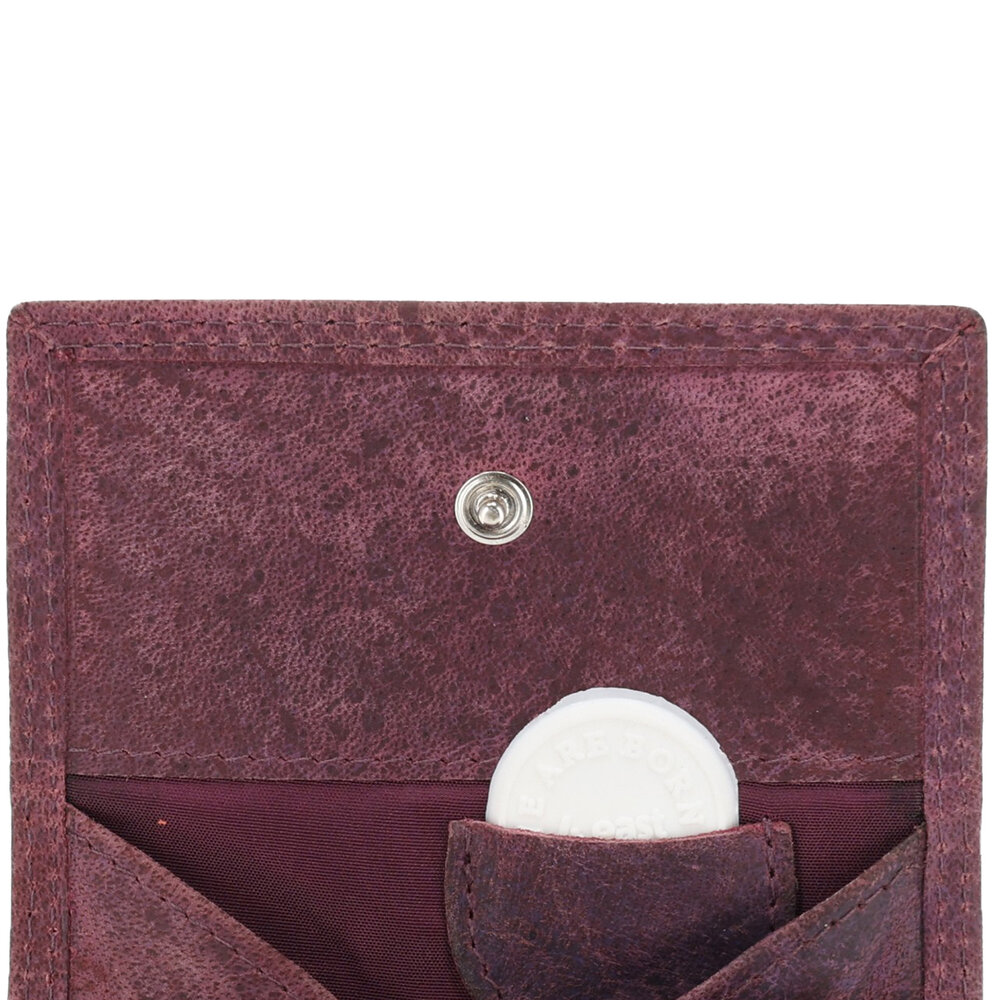 4 East Buffalo Leather Wallet - 6 Card Holders, RFID Protection, Square Coin Pocket, Purple Leather - 9.5x7.5 cm 4 East Buffalo Leather Wallet - 6 Card Holders, RFID Protection, Square Coin Pocket, Purple Leather - 9.5x7.5 cm