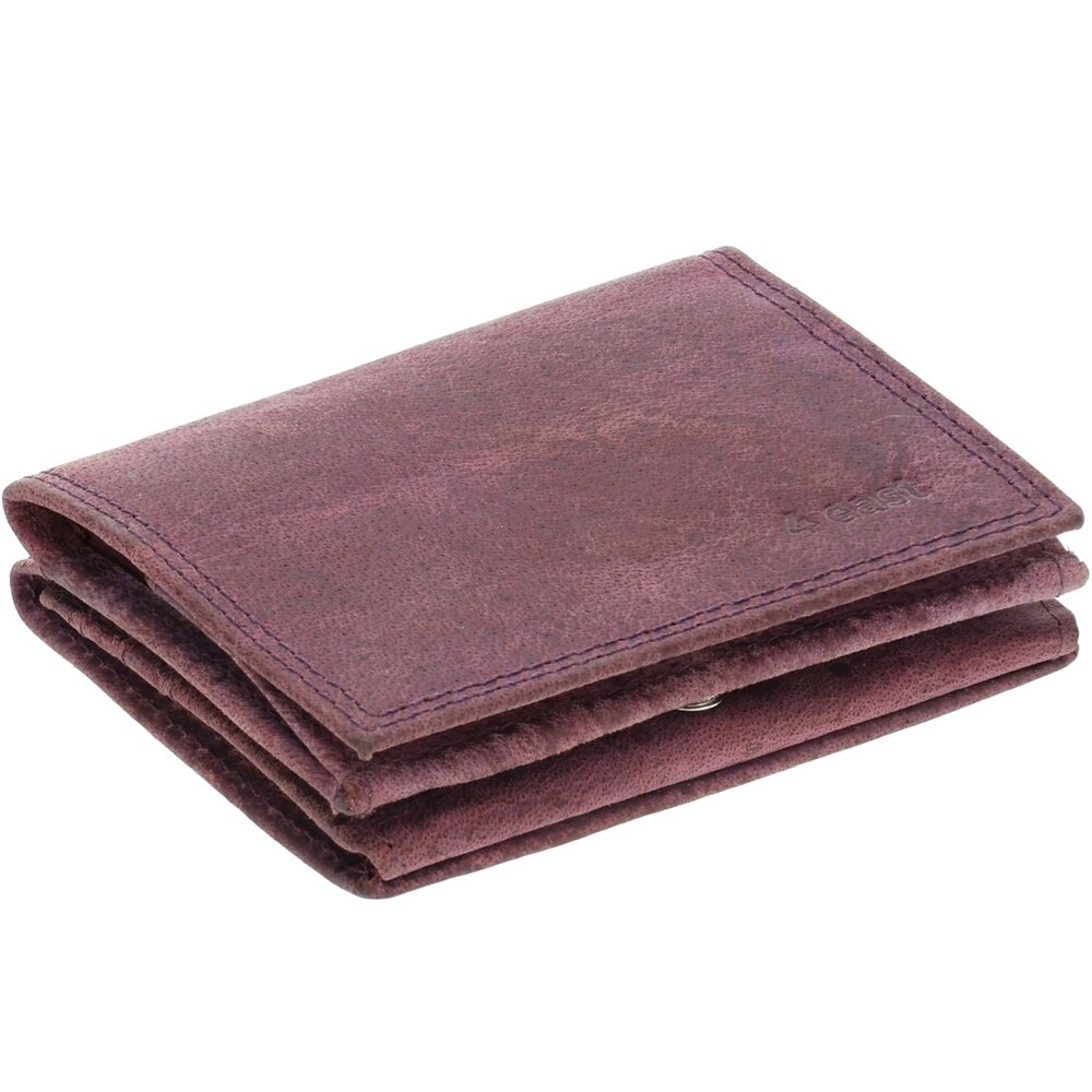 4 East Buffalo Leather Wallet - 6 Card Holders, RFID Protection, Square Coin Pocket, Purple Leather - 9.5x7.5 cm 4 East Buffalo Leather Wallet - 6 Card Holders, RFID Protection, Square Coin Pocket, Purple Leather - 9.5x7.5 cm