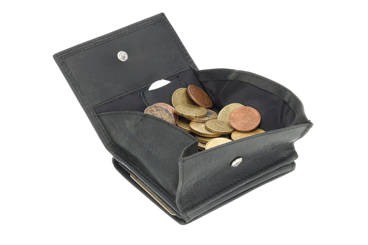 4 East  Leren Portemonnee Heren en Dames - Met Vierkant Muntvak en RFID Bescherming - Zwart - 9,5 x 7,5 cm - 6 Kaartvakken - 2 Biljetvakken 4 East  Leren Portemonnee Heren en Dames - Met Vierkant Muntvak en RFID Bescherming - Zwart - 9,5 x 7,5 cm - 6 Kaartvakken - 2 Biljetvakken