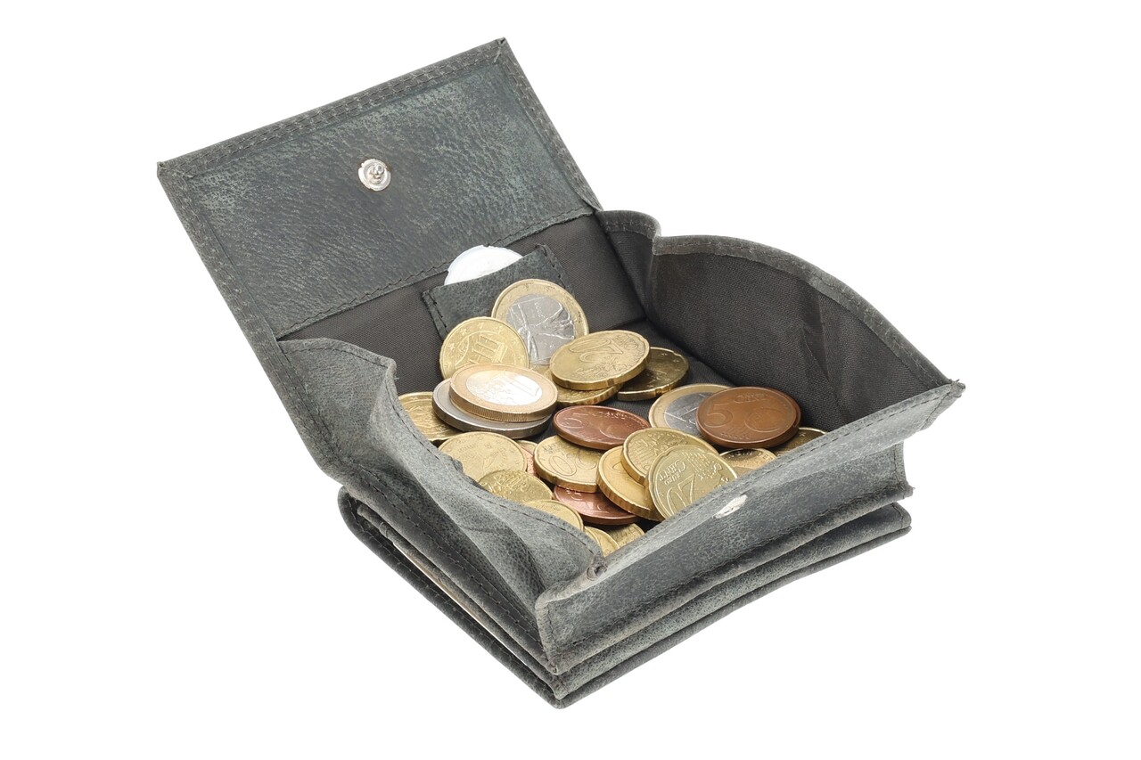 4 East Trifold Wallet in Gray with Genuine Leather - Compact Size - 4 East - 9.5x8x2.5cm - 6 Credit card compartments - 2 compartments inside - 1 compartment for coins. 4 East Trifold Wallet in Gray with Genuine Leather - Compact Size - 4 East - 9.5x8x2.5cm - 6 Credit card compartments - 2 compartments inside - 1 compartment for coins.