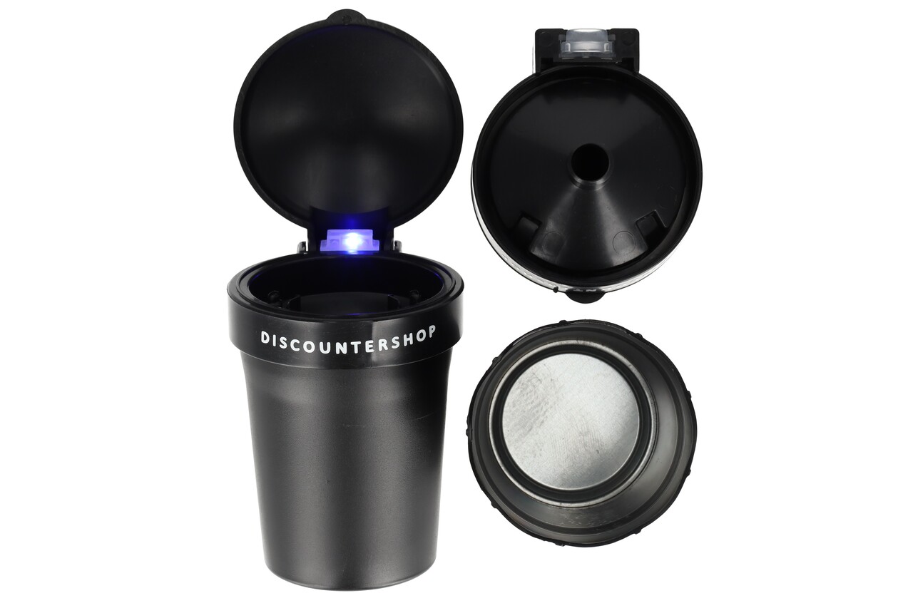 Merkloos Odorless Car Ashtray with LED lighting incl BATTERY - Black Merkloos Odorless Car Ashtray with LED lighting incl BATTERY - Black