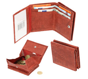 4 East Portmonnee - Buffel Leer Rood , 6 Pasjeshouders, RFID Bescherming, Vierkant Muntvak - 9,5x7,5 cm 4 East Portmonnee - Buffel Leer Rood , 6 Pasjeshouders, RFID Bescherming, Vierkant Muntvak - 9,5x7,5 cm
