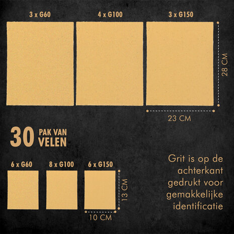 Merkloos Schuurpapier Set - 30 Stuks | Schuurmaterialen voor Volwassenen | Fijn, Grof, Metaal- en Meubel Schuurpapier | 9.30x20 cm | Beige