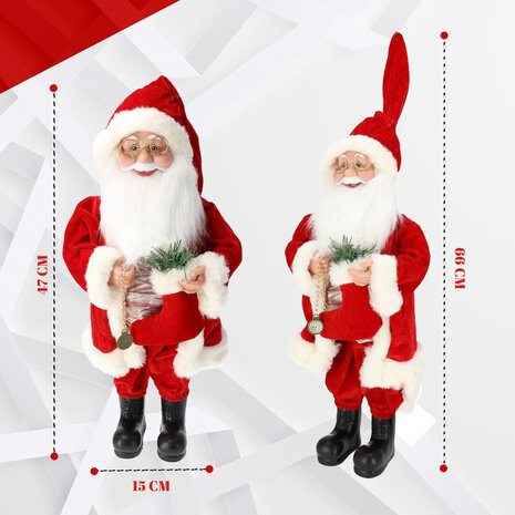 Discountershop Kerstman Pop - Hoogte 45 cm - Rood - Nostalgische Kerstdecoratie - Kerstversiering voor Binnen Discountershop Kerstman Pop - Hoogte 45 cm - Rood - Nostalgische Kerstdecoratie - Kerstversiering voor Binnen
