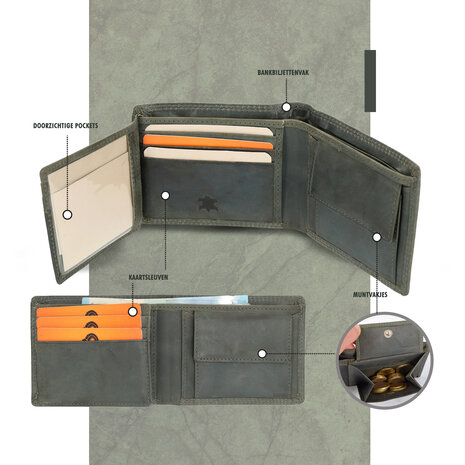 4 East Leren Portemonnee Unisex Olijfgroen - Compact, Duurzaam en Functioneel - 11cm x 9cm x 2cm - Veelzijdige Opbergruimte 4 East Leren Portemonnee Unisex Olijfgroen - Compact, Duurzaam en Functioneel - 11cm x 9cm x 2cm - Veelzijdige Opbergruimte