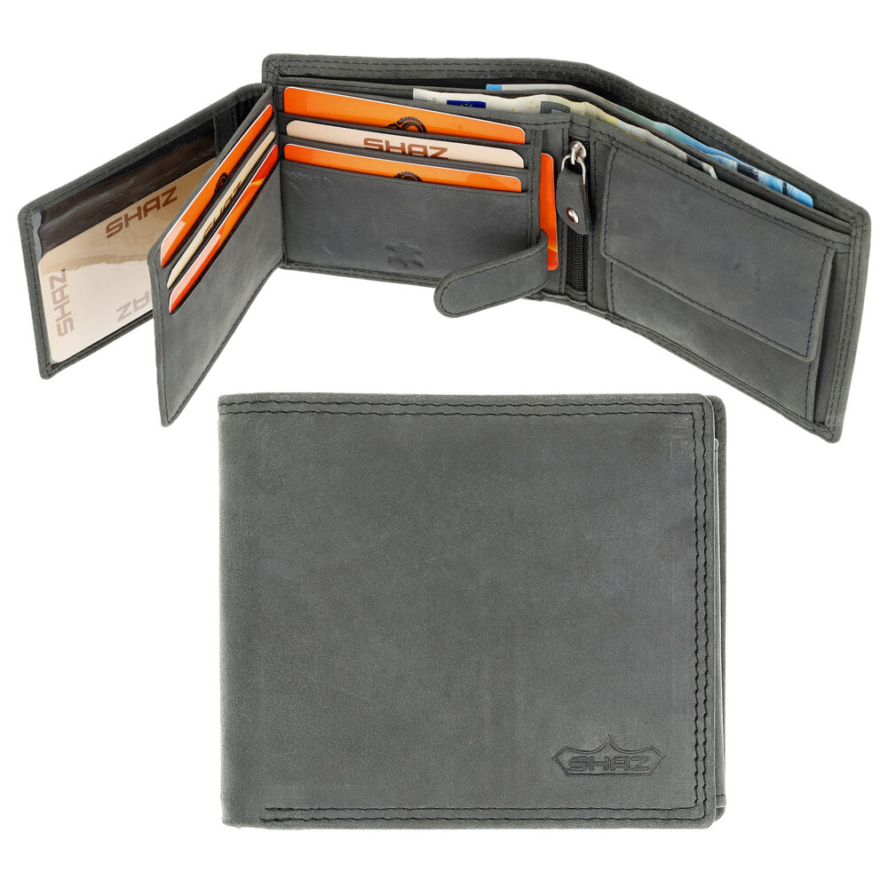 Merkloos "Buffalo Leather Wallet Anthracite - RFID Blocking - 7 Card Slots - Double Stitching - Spacious Coin Pocket - Compact and Durable 9.5x11cm black Merkloos "Buffalo Leather Wallet Anthracite - RFID Blocking - 7 Card Slots - Double Stitching - Spacious Coin Pocket - Compact and Durable 9.5x11cm black