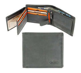 Merkloos "Buffalo Leather Wallet Anthracite - RFID Blocking - 7 Card Slots - Double Stitching - Spacious Coin Pocket - Compact and Durable 9.5x11cm black Merkloos "Buffalo Leather Wallet Anthracite - RFID Blocking - 7 Card Slots - Double Stitching - Spacious Coin Pocket - Compact and Durable 9.5x11cm black
