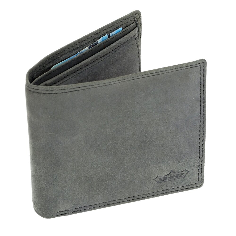 Merkloos "Buffalo Leather Wallet Anthracite - RFID Blocking - 7 Card Slots - Double Stitching - Spacious Coin Pocket - Compact and Durable 9.5x11cm black Merkloos "Buffalo Leather Wallet Anthracite - RFID Blocking - 7 Card Slots - Double Stitching - Spacious Coin Pocket - Compact and Durable 9.5x11cm black