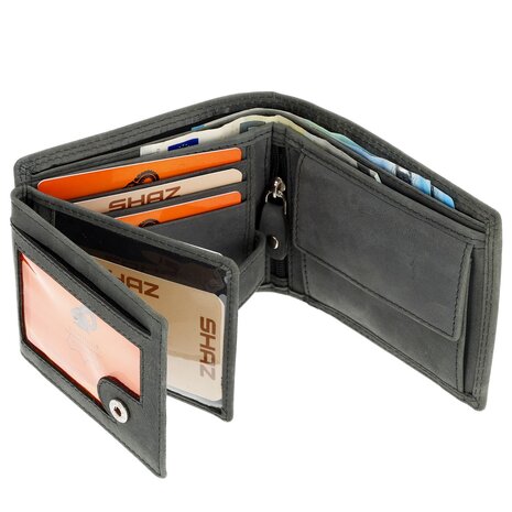 Merkloos "Buffalo Leather Wallet Anthracite - RFID Blocking - 7 Card Slots - Double Stitching - Spacious Coin Pocket - Compact and Durable 9.5x11cm black Merkloos "Buffalo Leather Wallet Anthracite - RFID Blocking - 7 Card Slots - Double Stitching - Spacious Coin Pocket - Compact and Durable 9.5x11cm black