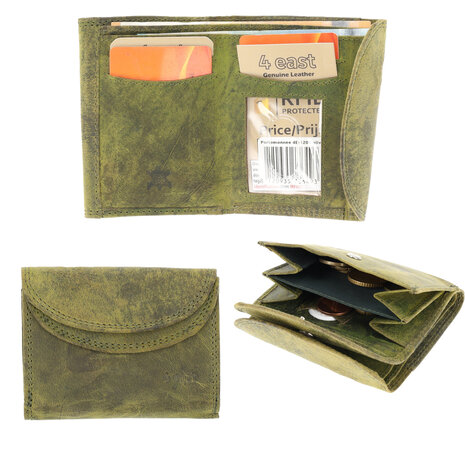 4 East Kleine Portemonnee met RFID Bescherming | Leren Mini Portemonnee met Kaarthouder & Muntvak  10.5x8.5cm | Ideaal Kerstcadeau voor Alles 4 East Kleine Portemonnee met RFID Bescherming | Leren Mini Portemonnee met Kaarthouder & Muntvak  10.5x8.5cm | Ideaal Kerstcadeau voor Alles