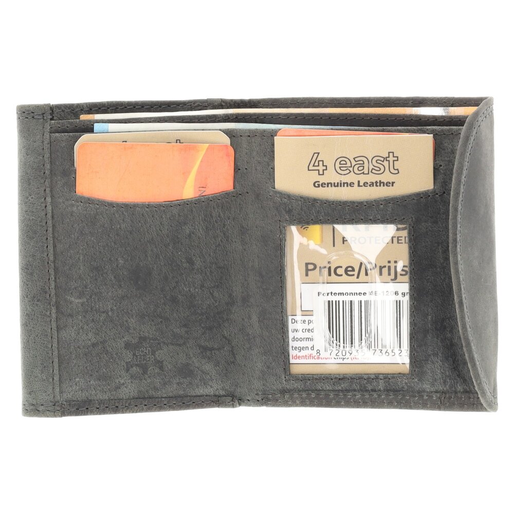 4 East Leather Mini Wallet with RFID | Unisex Small Purse for Men & Women, with 4 Card Slots, Coin Pocket, & Bill Compartment | Perfect Christmas Gift in Grey - 10.5x8.5x2.5 cm 4 East Leather Mini Wallet with RFID | Unisex Small Purse for Men & Women, with 4 Card Slots, Coin Pocket, & Bill Compartment | Perfect Christmas Gift in Grey - 10.5x8.5x2.5 cm
