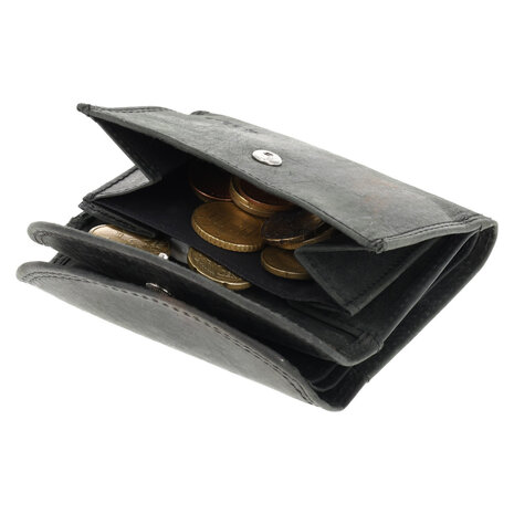 4 East  Kleine Portemonnee Zwart | Leren Mini Portemonnee met RFID Bescherming  | Kaarthouder, Briefgeld & Muntvak | 10.5x8.5cm | Ideaal Cadeau – Moederdag, Vaderdag!