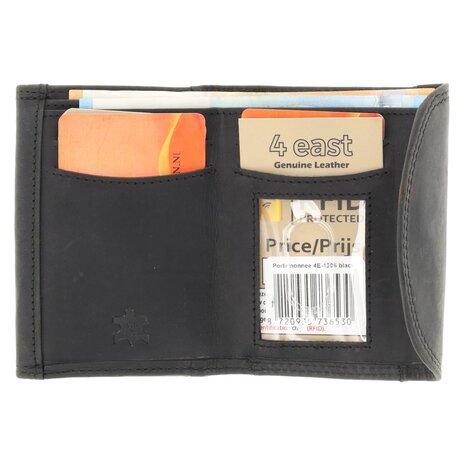 4 East Mini Wallet Leather with RFID | Portable Unisex Small Purse for Men & Women | 4 Card Slots, Coin Pocket, & 2 Bill Compartment | Black - 10.5x8.5x2.5 cm 4 East Mini Wallet Leather with RFID | Portable Unisex Small Purse for Men & Women | 4 Card Slots, Coin Pocket, & 2 Bill Compartment | Black - 10.5x8.5x2.5 cm