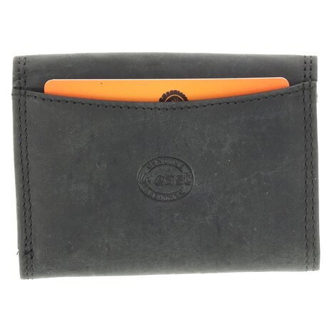 4 East  Kleine Portemonnee Zwart | Leren Mini Portemonnee met RFID Bescherming  | Kaarthouder, Briefgeld & Muntvak | 10.5x8.5cm | Ideaal Cadeau – Moederdag, Vaderdag!