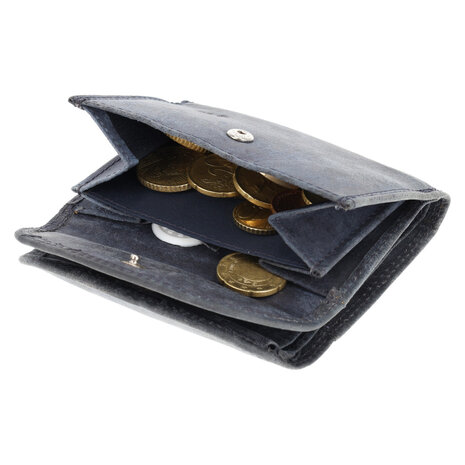 4 East Small Wallet with RFID | Portable Navy Leather Wallet for Men & Women | 4 Card Slots, Coin Pocket, & 2 Bill Compartment | 10.5x8.5x2.5 cm 4 East Small Wallet with RFID | Portable Navy Leather Wallet for Men & Women | 4 Card Slots, Coin Pocket, & 2 Bill Compartment | 10.5x8.5x2.5 cm