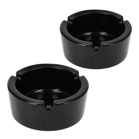 Discountershop  Black Glass Ashtray 8.5cm | Heat-Resistant Cigarette Ash Tray for Smokers | Set of 2 | Art Deco Smoking Accessories for Men