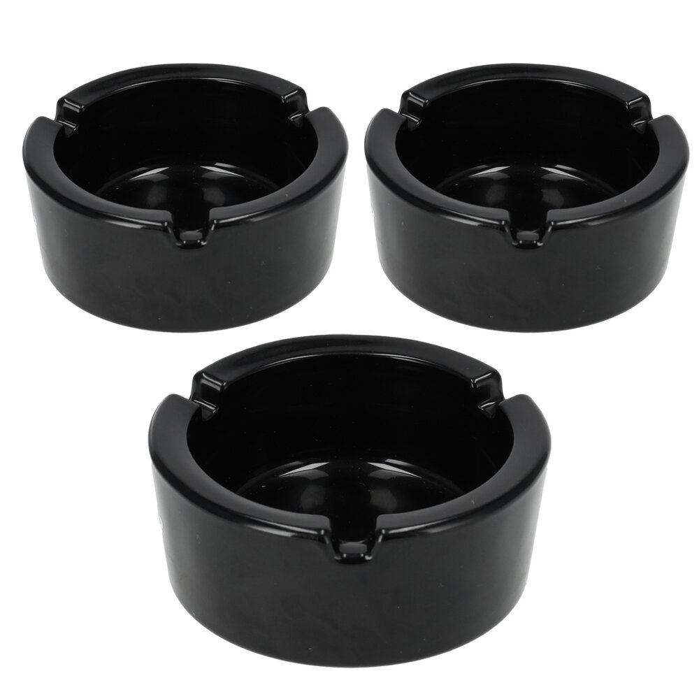 Discountershop 3x Stylish Pottery Ashtray 8.5cm x 3.5cm - Cigarette ashtray - Black - Ashtray glass - Perfect Smoking Accessory Discountershop 3x Stylish Pottery Ashtray 8.5cm x 3.5cm - Cigarette ashtray - Black - Ashtray glass - Perfect Smoking Accessory