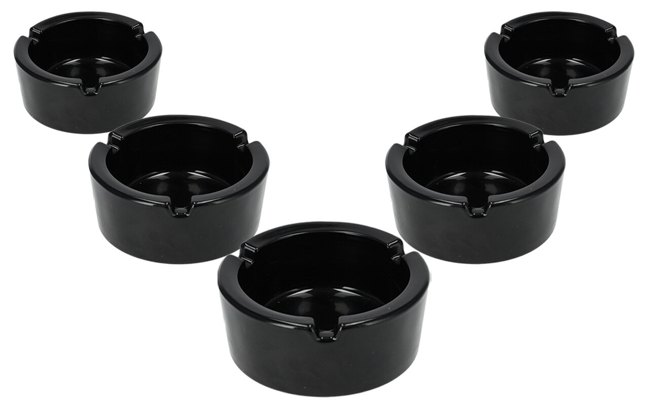 Discountershop Glazen Asbak 8.5cm - Zwart | Set van 5 | Ronde Asbak voor Binnen & Buiten | Goedkope Sigaretten Asbak Discountershop Glazen Asbak 8.5cm - Zwart | Set van 5 | Ronde Asbak voor Binnen & Buiten | Goedkope Sigaretten Asbak