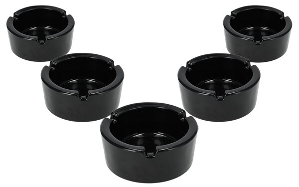 Discountershop Glazen Asbak 8.5cm - Zwart | Set van 5 | Ronde Asbak voor Binnen & Buiten | Goedkope Sigaretten Asbak Discountershop Glazen Asbak 8.5cm - Zwart | Set van 5 | Ronde Asbak voor Binnen & Buiten | Goedkope Sigaretten Asbak
