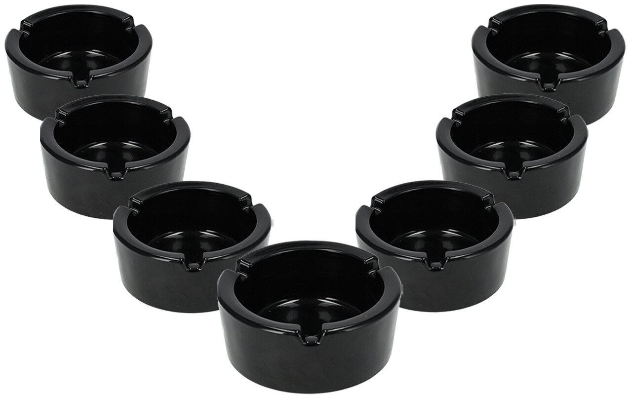 Discountershop Black Glass Ashtrays 8.5cm - Set of 7 | Heat-Resistant Glass | Cigarette Ash Tray for Odor Control | Art Deco Smoking Accessories for Men Discountershop Black Glass Ashtrays 8.5cm - Set of 7 | Heat-Resistant Glass | Cigarette Ash Tray for Odor Control | Art Deco Smoking Accessories for Men