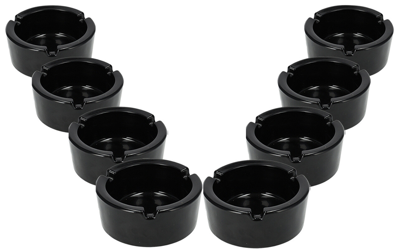 Discountershop Professionele Horeca Asbak van Glas | Dia 8.5cm Rond - Zwart | Set van 8 Wiet Asbak | Essentieel Rookwaren voor Thuis, Hotels, Bars & Feestjes