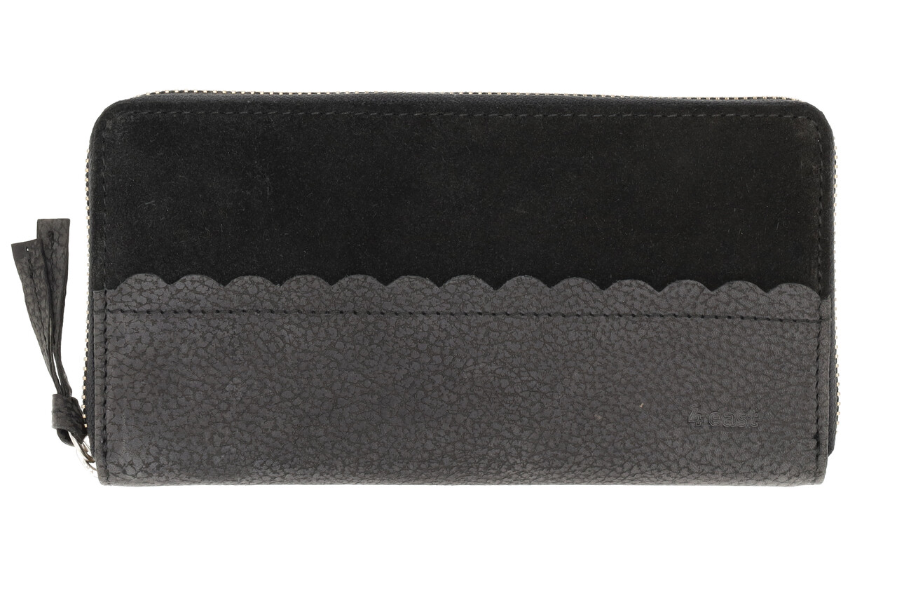 4 East Women's Leather Wallet with Zipper | RFID Protection | Black Leather Wallet | 20x10x2.5cm | 12 Card Slots, Cash & Coin Pocket | Perfect Gift 4 East Women's Leather Wallet with Zipper | RFID Protection | Black Leather Wallet | 20x10x2.5cm | 12 Card Slots, Cash & Coin Pocket | Perfect Gift