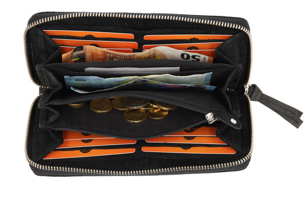 4 East Women's Leather Wallet with Zipper | RFID Protection | Black Leather Wallet | 20x10x2.5cm | 12 Card Slots, Cash & Coin Pocket | Perfect Gift 4 East Women's Leather Wallet with Zipper | RFID Protection | Black Leather Wallet | 20x10x2.5cm | 12 Card Slots, Cash & Coin Pocket | Perfect Gift