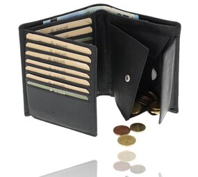4 East Pure Leather Wallet with Coin Pocket - RFID Technology - 4East Black Men's Wallet with 14 Creditcard Slots 4 East Pure Leather Wallet with Coin Pocket - RFID Technology - 4East Black Men's Wallet with 14 Creditcard Slots