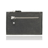 4 East Dames portemonnee leer met rits | portemonnee dames veel pasjes | 14cm x 9cm - 12 kaartsloten - 7 vakken | rfid | ideaalcadeautjes grijs  heren - portemonnee pasjes - portemonnee creditcard - portemonnee met creditcardhouder - creditcard portemonnee - le