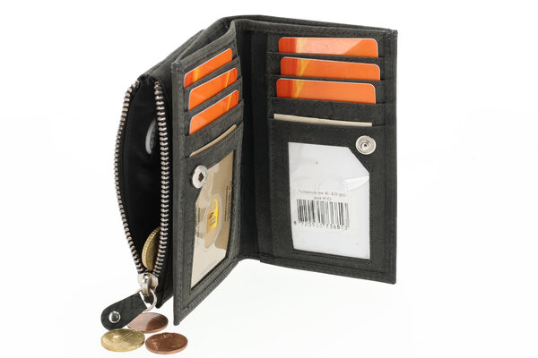 4 East  Dames portemonnee leer met rits | portemonnee dames veel pasjes | 14cm x 9cm - 12 kaartsloten - 7 vakken | rfid | ideaal cadeautjes grijs 4 East  Dames portemonnee leer met rits | portemonnee dames veel pasjes | 14cm x 9cm - 12 kaartsloten - 7 vakken | rfid | ideaal cadeautjes grijs