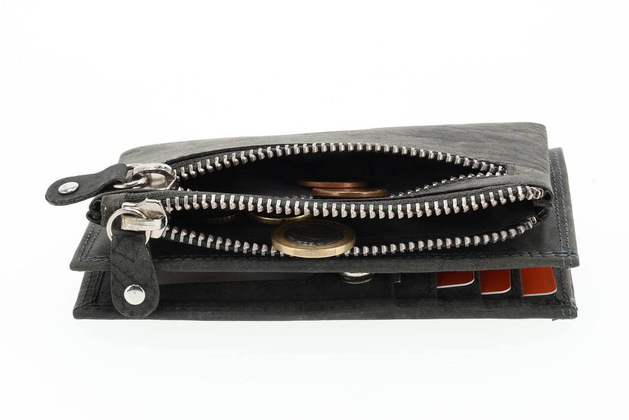 4 East  Dames portemonnee leer met rits | portemonnee dames veel pasjes | 14cm x 9cm - 12 kaartsloten - 7 vakken | rfid | ideaal cadeautjes grijs 4 East  Dames portemonnee leer met rits | portemonnee dames veel pasjes | 14cm x 9cm - 12 kaartsloten - 7 vakken | rfid | ideaal cadeautjes grijs