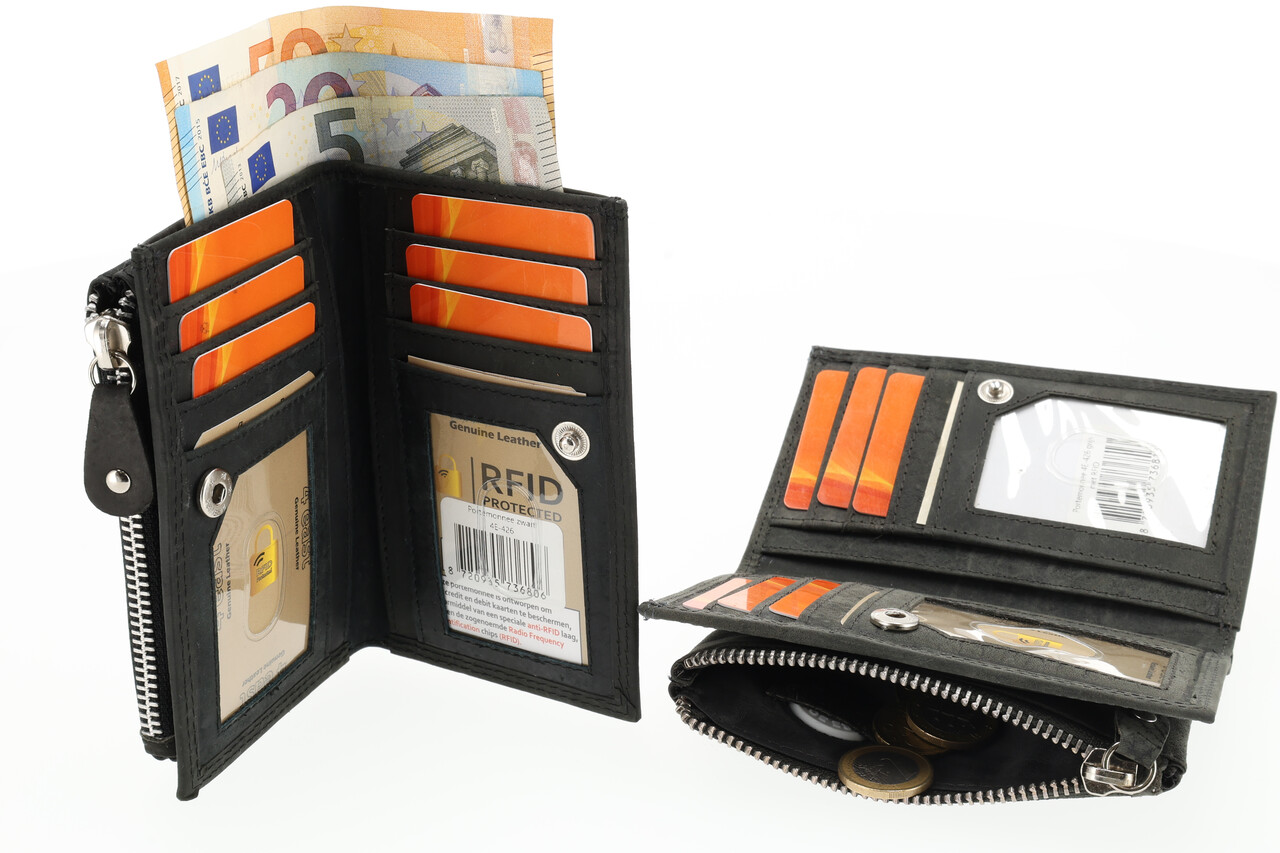 4 East  Dames portemonnee leer met rits | portemonnee dames veel pasjes | 14cm x 9cm - 12 kaartsloten - 7 vakken | rfid | ideaal cadeautjes grijs 4 East  Dames portemonnee leer met rits | portemonnee dames veel pasjes | 14cm x 9cm - 12 kaartsloten - 7 vakken | rfid | ideaal cadeautjes grijs