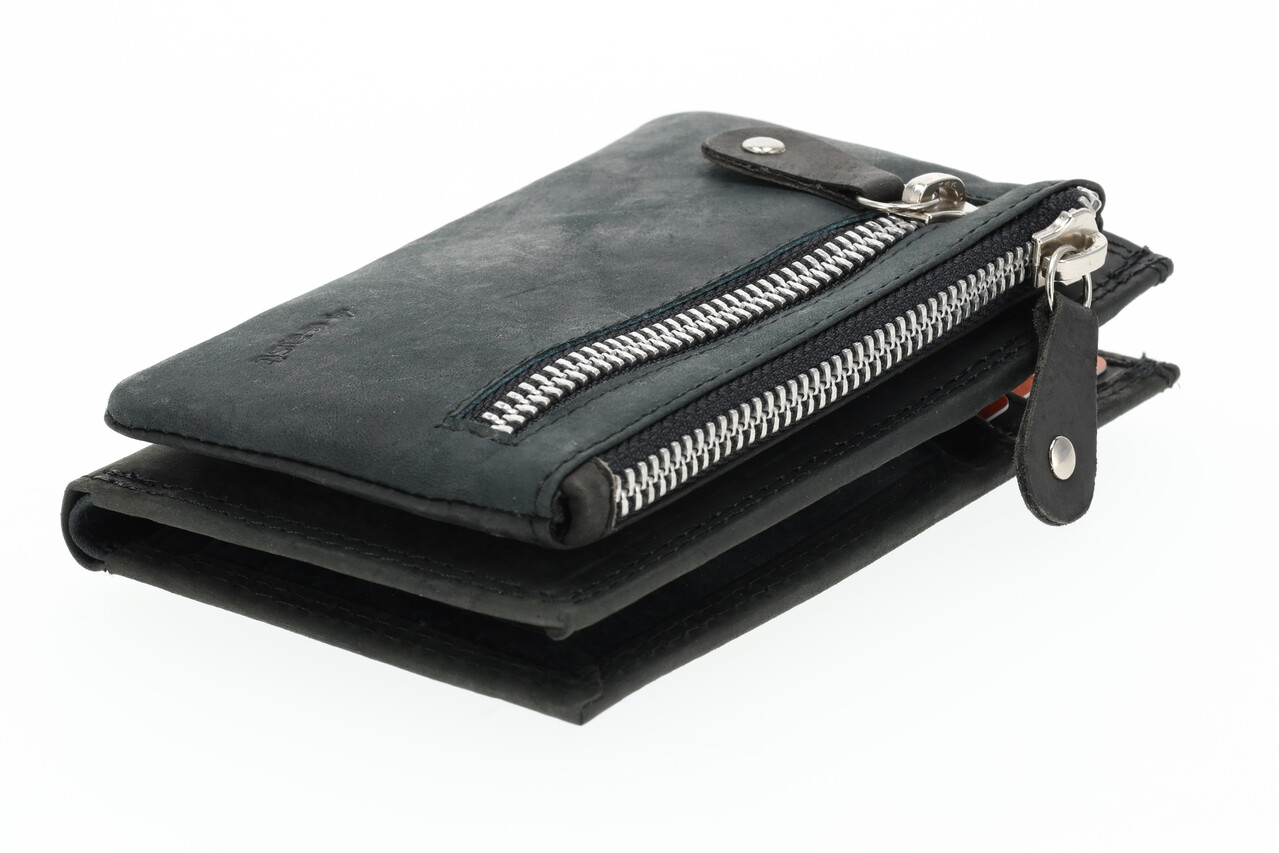 4 East Dames portemonnee met rits | zwart leren portemonnee in echt leer | 14cm x 9cm - 12 kaartsloten - 7 vakken | rfid | ideaal cadeautjes 4 East Dames portemonnee met rits | zwart leren portemonnee in echt leer | 14cm x 9cm - 12 kaartsloten - 7 vakken | rfid | ideaal cadeautjes