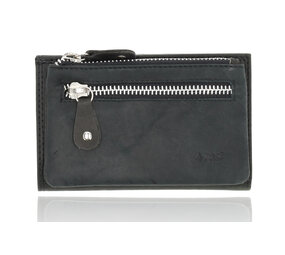 4 East Dames portemonnee met rits | zwart leren portemonnee in echt leer | 14cm x 9cm - 12 kaartsloten - 7 vakken | rfid | ideaal cadeautjes 4 East Dames portemonnee met rits | zwart leren portemonnee in echt leer | 14cm x 9cm - 12 kaartsloten - 7 vakken | rfid | ideaal cadeautjes