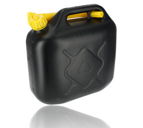 Discountershop Jerrycan met Kraan - 10 Liter Zwart/Geel | Jerrycan Benzine met Trechter | Ideaal voor Kamperen & Outdoor | UN-gecertificeerd Essentieel Autoaccessoires