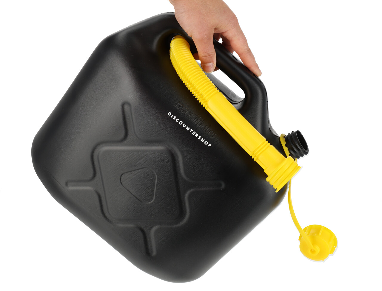 Discountershop Jerrycan 10 Liter Black/Yellow | UN Certified Plastic Fuel Jerry Can with Spout for Diesel & Petrol | Auto Accessories for Outdoor & Motor Use