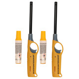 Discountershop Elektrische gas aansteker met navulling | set van 2 in geel | 25.5cm lengte | ideaal gasaansteker voor fornuis, kaars, keuken,bbq & camping