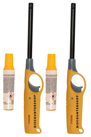 Discountershop Elektrische gas aansteker met navulling | set van 2 in geel | 25.5cm lengte | ideaal gasaansteker voor fornuis, kaars, keuken,bbq & camping Discountershop Elektrische gas aansteker met navulling | set van 2 in geel | 25.5cm lengte | ideaal gasaansteker voor fornuis, kaars, keuken,bbq & camping