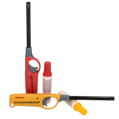 Discountershop Gas aansteker navulbaar - set van 2 | beste aansteker voor bbq, keuken, en wonen | rood & geel | 25.5cm lengte Discountershop Gas aansteker navulbaar - set van 2 | beste aansteker voor bbq, keuken, en wonen | rood & geel | 25.5cm lengte