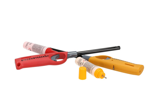 Discountershop Gas aansteker navulbaar - set van 2 | beste aansteker voor bbq, keuken, en wonen | rood & geel | 25.5cm lengte Discountershop Gas aansteker navulbaar - set van 2 | beste aansteker voor bbq, keuken, en wonen | rood & geel | 25.5cm lengte