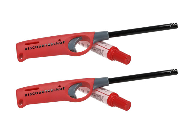 Discountershop Elektrische gas aansteker | set van 2 in rood | 25.5cm lengte | navulbare gasaansteker voor bbq & kamperen -  incl. navulling Discountershop Elektrische gas aansteker | set van 2 in rood | 25.5cm lengte | navulbare gasaansteker voor bbq & kamperen -  incl. navulling