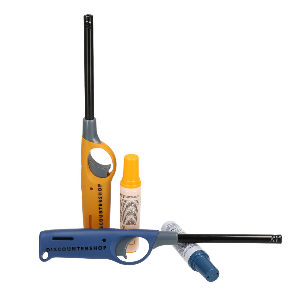 Discountershop Windproof Aansteker Set van 2 met Navulling – Lange Navulbare Gasaanstekers voor BBQ, Kaarsen en Camping