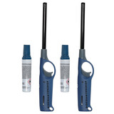 Discountershop Electric Gas Lighters Incl. Lighter Fluid | Windproof Refillable BBQ & Kitchen Lighter | Multi-Purpose Candle Lighter | 25.5cm - Blue - Set of 2