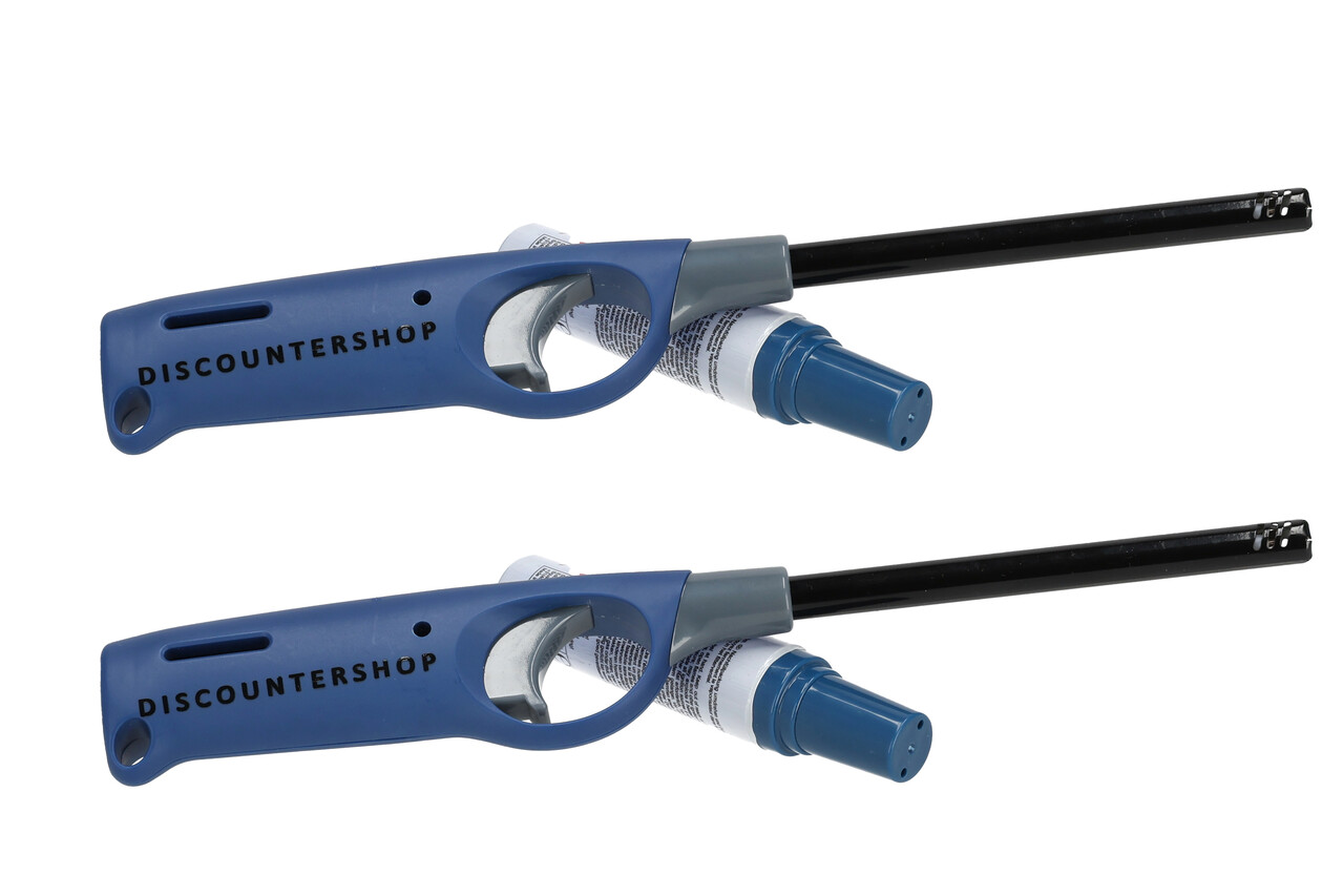 Discountershop Elektrische aansteker incl. navulling | set van 2 in blauw | 25.5cm lengte | navulbare gasaansteker voor kaarsen, kamperen & meer