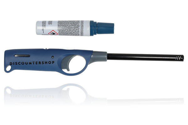 Discountershop Elektrische aansteker incl. navulling | set van 2 in blauw | 25.5cm lengte | navulbare gasaansteker voor kaarsen, kamperen & meer