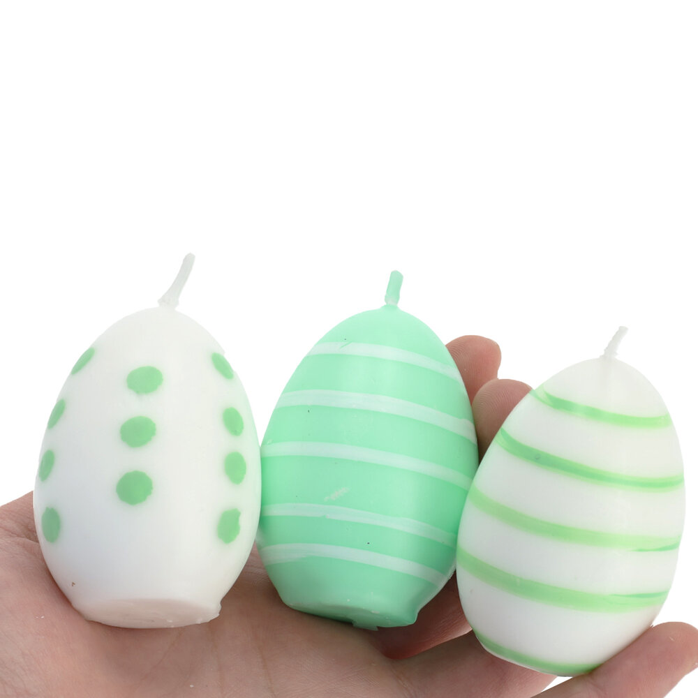 Discountershop Kleine Ei Kaarsen Set van 12 | Paasei Kaarsen voor Paasdecoratie Groen/Wit – 6cm Hoogte | Perfect Cadeau en Tafeldecoratie   