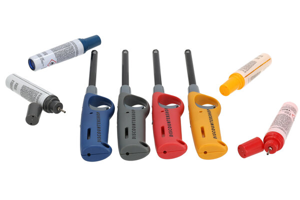 Discountershop Elektrische gasaanstekers | Set van 4 met navulling | navulbaar - blauw, geel, rood, grijs | beste aansteker voor bbq & kaarsen | 25.5cm lengte Discountershop Elektrische gasaanstekers | Set van 4 met navulling | navulbaar - blauw, geel, rood, grijs | beste aansteker voor bbq & kaarsen | 25.5cm lengte