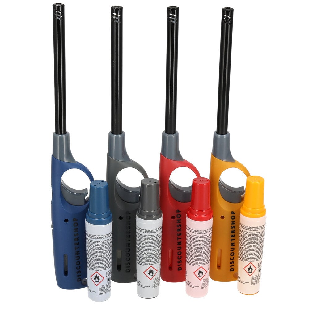 Discountershop Gas Lighters Set of 4 with Refill – Long 25.5 cm BBQ, Candle and Kitchen Lighters